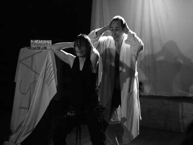 Caroline Mackeller as Janice and Andy Corelli as Peter in 'Night Duty'