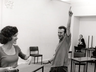 Cheryl Anderson & Silas James in rehearsals for 'Measure for Measure' 2000